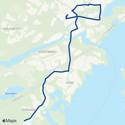 Nysse Sammalisto - Ketolanmäki - Nokia map