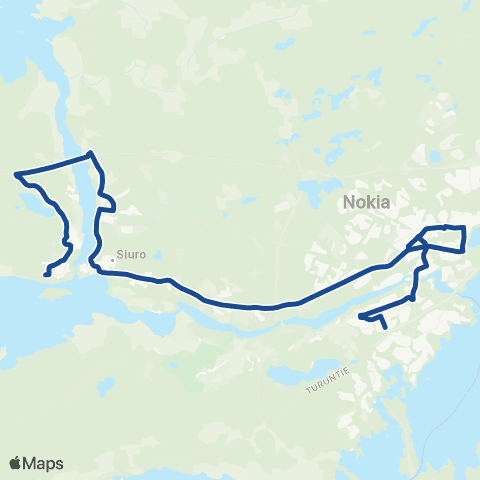Nysse Ruskeepää - Koskenmäki - Nokia - Linnavuori - Siuro map