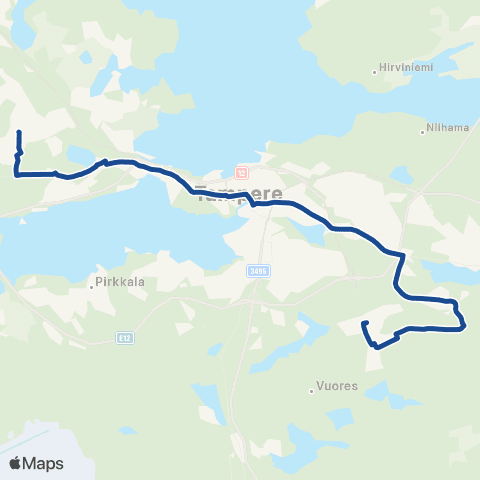 Nysse Levonmäki - Keskustori - Tesoma - Haukiluoma map