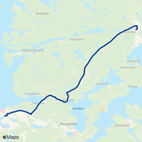 Nysse Orivesi - Ruutana - Tampere linja-autoasema map