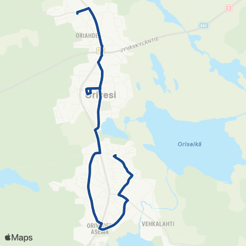 Nysse Oriveden terveysasema - Oriveden asema - Oriveden keskusta - Oripohja map