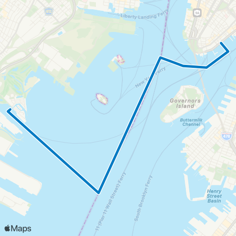 NY Waterway Port Liberté - Wall St map
