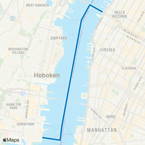 NY Waterway Midtown - Paulus Hook map