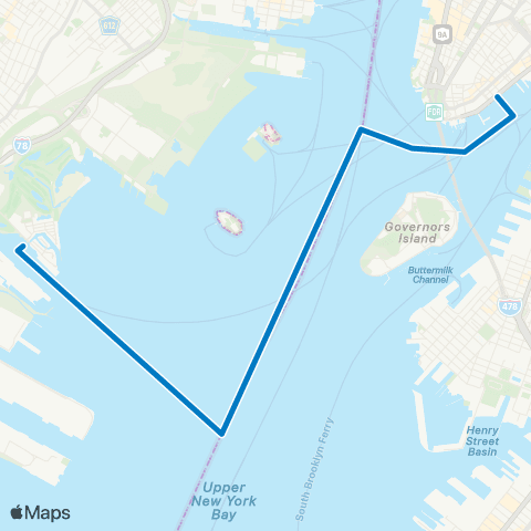 NY Waterway Port Liberté - Wall St map