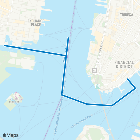 NY Waterway Jersey City - Wall St map