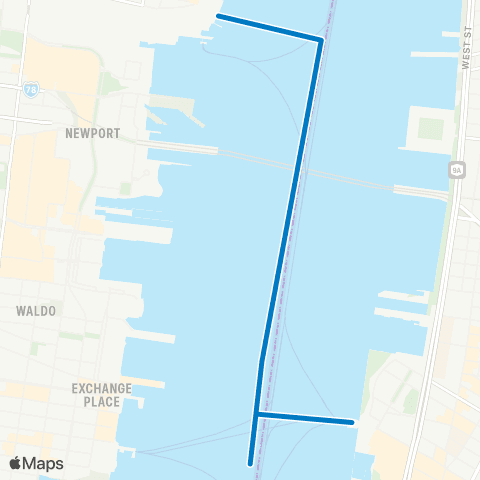 NY Waterway Paulus Hook/Hoboken - Brookfield map