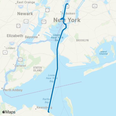NY Waterway Belford map