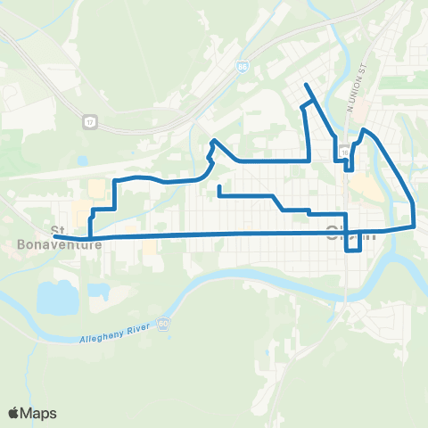 Olean Area Transit System City Loop map