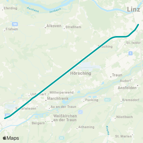 Österreichische Bundesbahnen Linz ↔︎ Salzburg Taxham Europark map