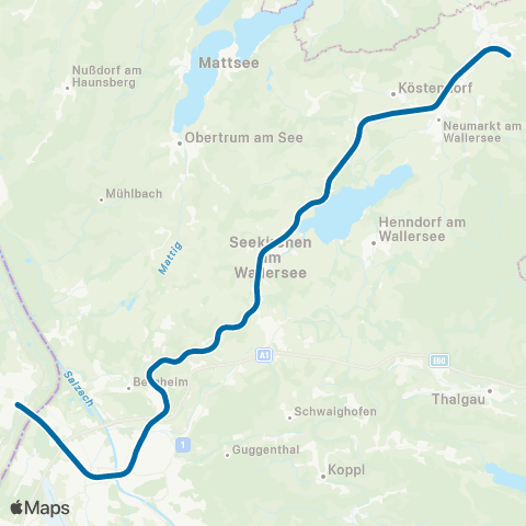Österreichische Bundesbahnen Salzburg Taxham Europark ↔︎ Linz map