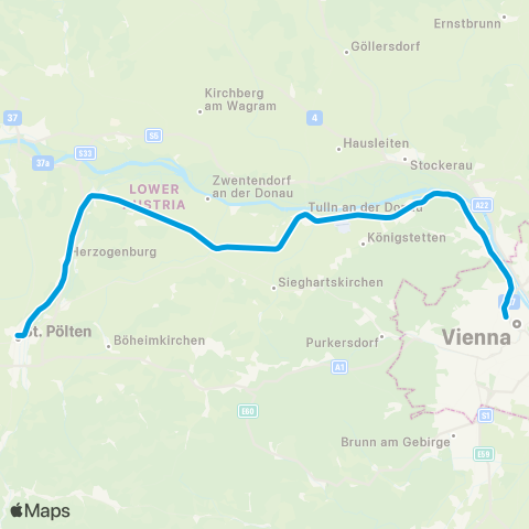 Österreichische Bundesbahnen Wien - Salzburg - Kufstein - Innsbruck - Bludenz - Bregenz - Lindau map