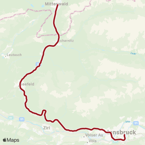 Österreichische Bundesbahnen Innsbruck  ↔︎ Garmisch-Partenkirchen Bahnhof map
