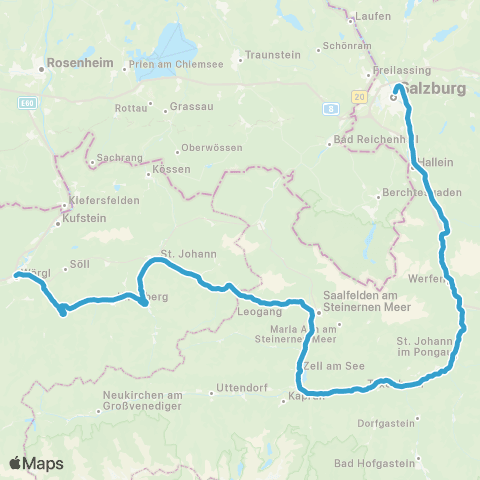 Österreichische Bundesbahnen Zell am See ↔︎ Wörgl map