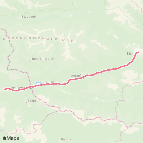 Österreichische Bundesbahnen Stazione di Fortezza ↔︎ Lienz Bahnhof map