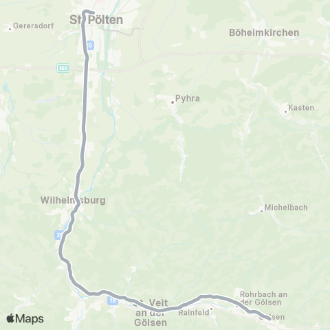 Österreichische Bundesbahnen St.Pölten ↔︎ Hainfeld NÖ map