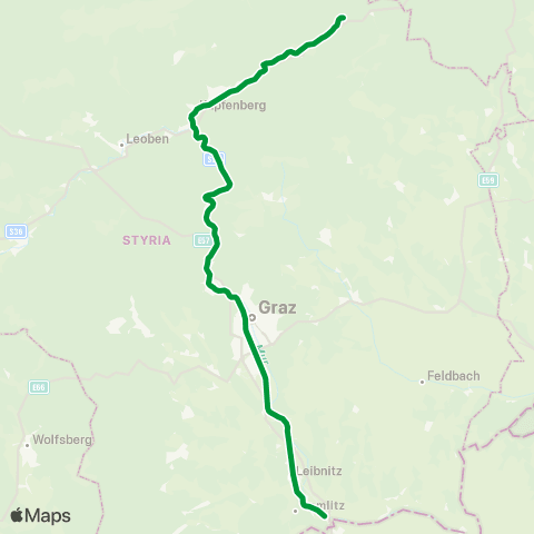 Österreichische Bundesbahnen Mürzzuschlag ↔︎ Leibnitz map