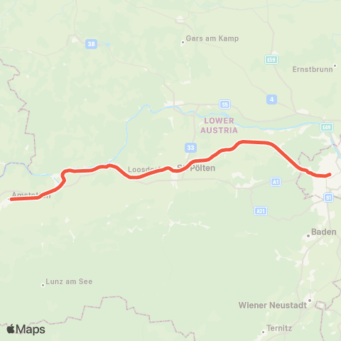 Österreichische Bundesbahnen Bischofshofen - Schladming - Stainach-Irdning - Leoben - Bruck / M - Wien map