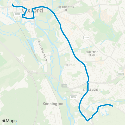Oxford Bus Company Kassam Stadium - Railway Station map