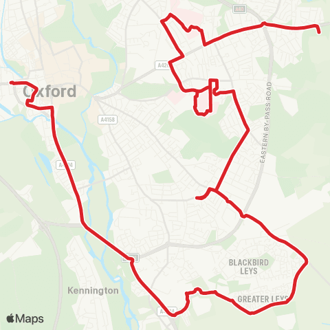 Oxford Bus Company Thornhill P&R - Frideswide Square map