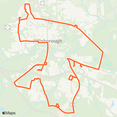 Orange County Public Transportation (OCPT) Hillsborough Circulator map