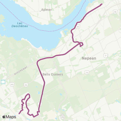 OC Transpo Tunney's Pasture <​> Bridlewood map