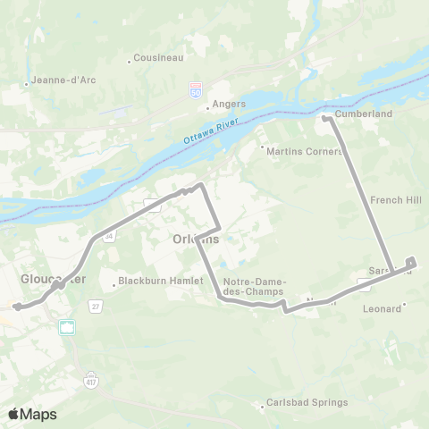 OC Transpo St Laurent / Pl D'Orléans <​> Cumberland map