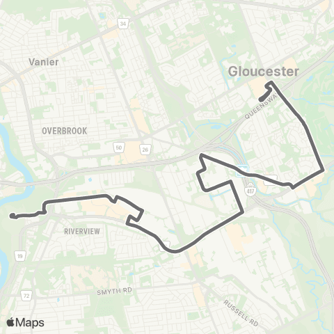 OC Transpo Blair <​> Hurdman map