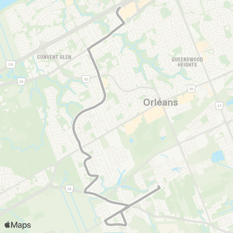 OC Transpo Mer Bleue <​> Place D'Orléans map