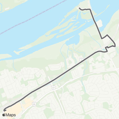 OC Transpo Petrie Island ~ Île Petrie <​> Pl D'Orléans map