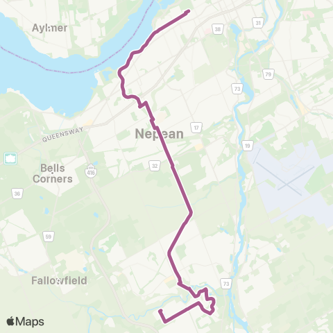 OC Transpo Tunney's Pasture <​> Half Moon Bay map