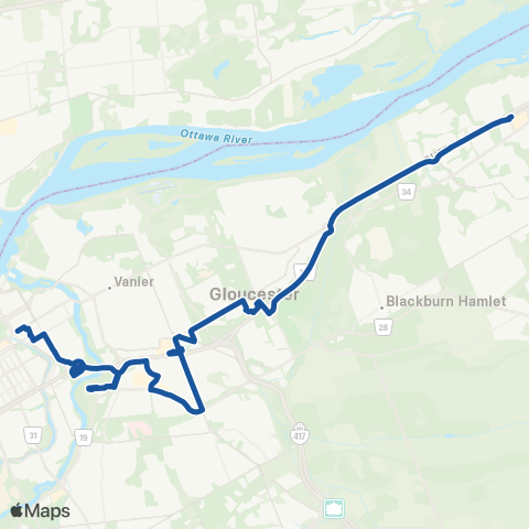 OC Transpo Blair & N Rideau <​> Millennium map