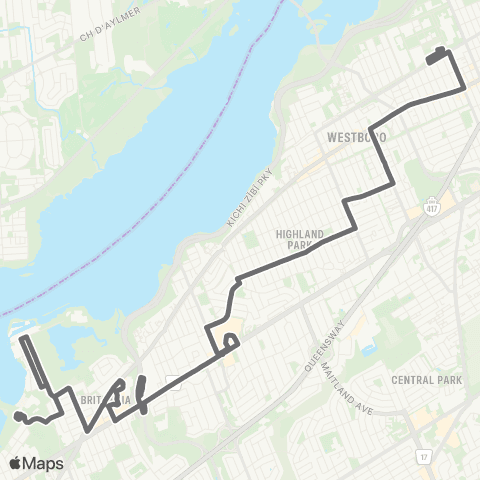 OC Transpo Tunney's Pasture <​> Britannia map