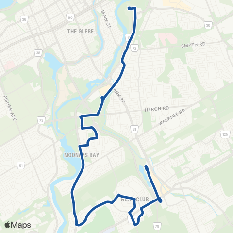 OC Transpo Greenboro <​> Hurdman map