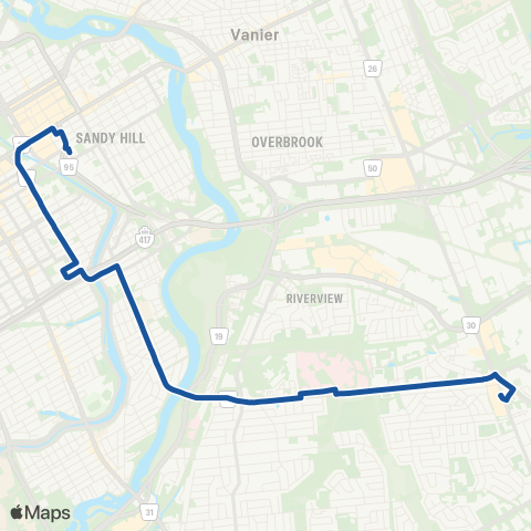 OC Transpo Waller <​> Elmvale map