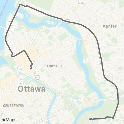 OC Transpo Rideau <​> Hurdman map