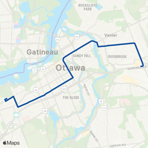 OC Transpo St-Laurent <​> Tunney's Pasture map