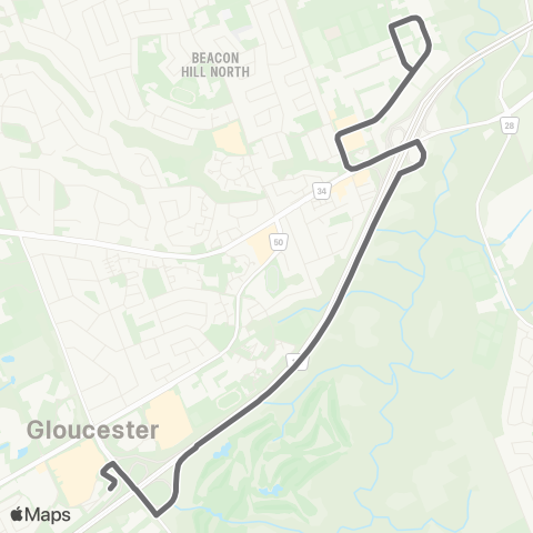 OC Transpo Canotek <​> Blair map