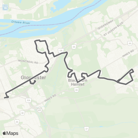 OC Transpo Chapel Hill <​> St-Laurent map