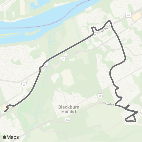 OC Transpo Blair <​> Chapel Hill map