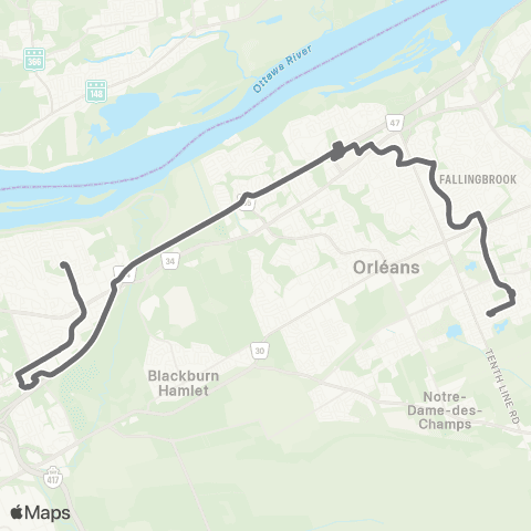 OC Transpo Blair <​> Avalon map