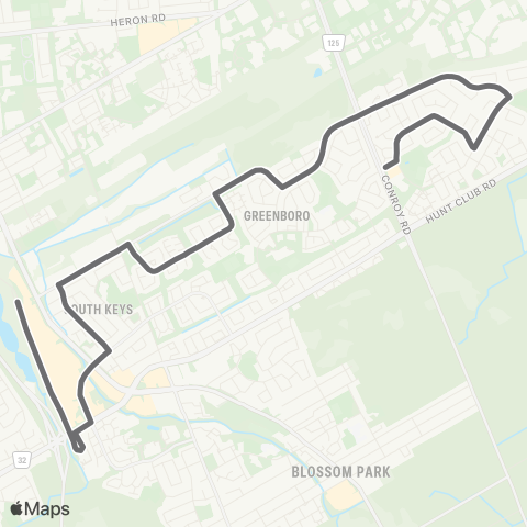 OC Transpo Karsh <​> Greenboro map