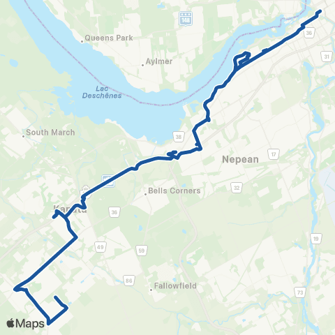 OC Transpo Tunney's Pasture & N Rideau <​> Stittsville map