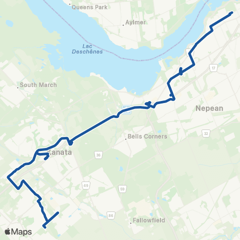 OC Transpo Tunney's Pasture <​> Stittsville map