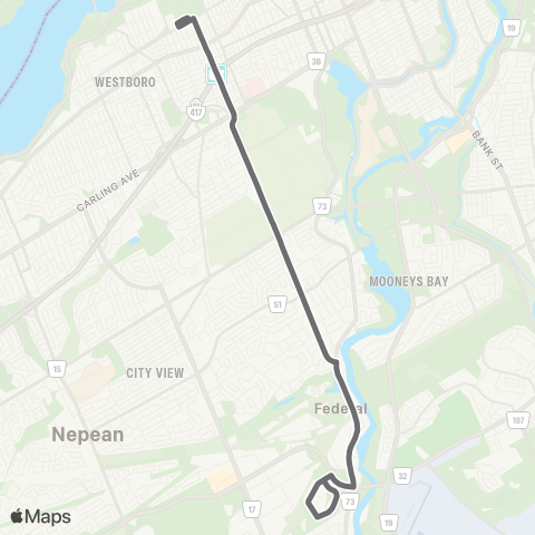 OC Transpo Tunney's Pasture <​> A - Antares & C - Colonnade map
