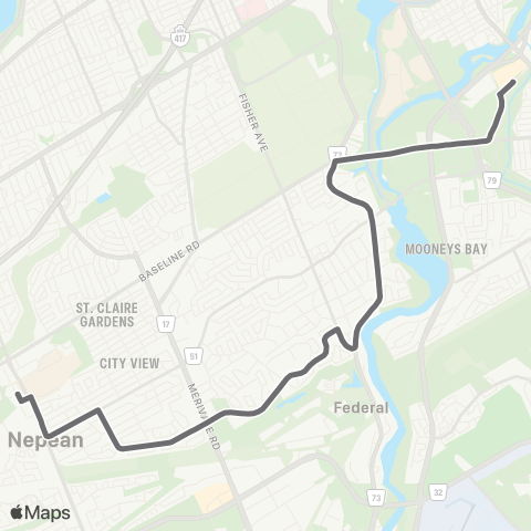 OC Transpo Billings Bridge <​> Baseline map