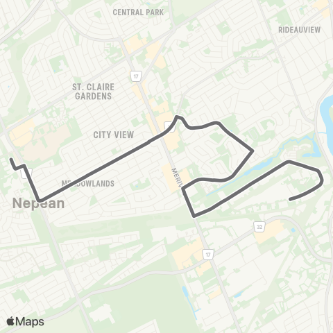 OC Transpo Colonnade <​> Baseline map
