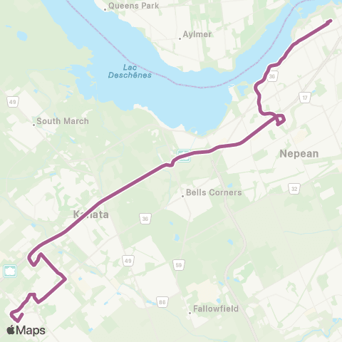 OC Transpo Tunney's Pasture <​> Kittiwake map