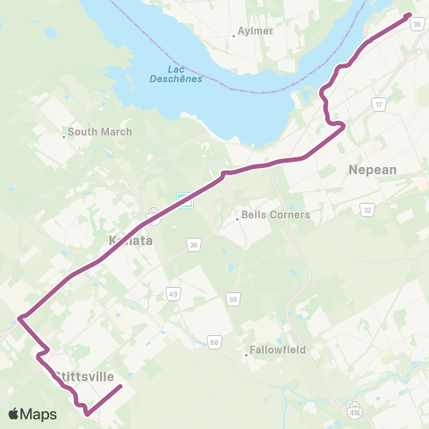 OC Transpo Tunney's Pasture <​> Fernbank map