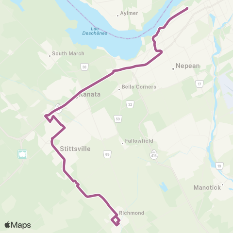 OC Transpo Tunney's Pasture <​> Richmond map