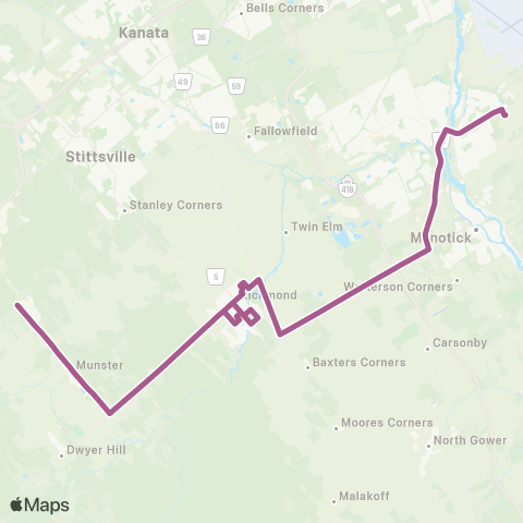 OC Transpo Limebank <​> Richmond / Munster map